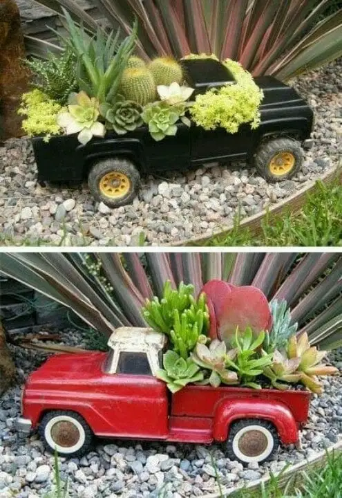 Succulent Toy Trucks